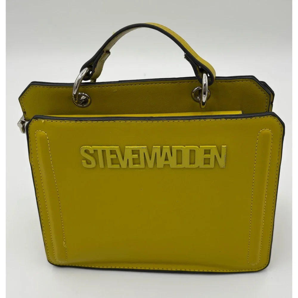 Steve Madden Mustard Yellow Top Handle Satchel Bag Silver Hardware